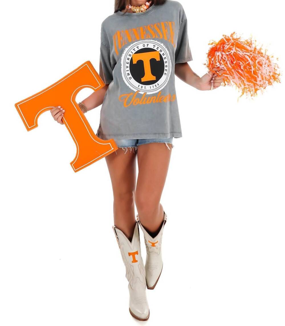 NEW PRESSBOX tennessee volunteers moonstone tee in charcoal